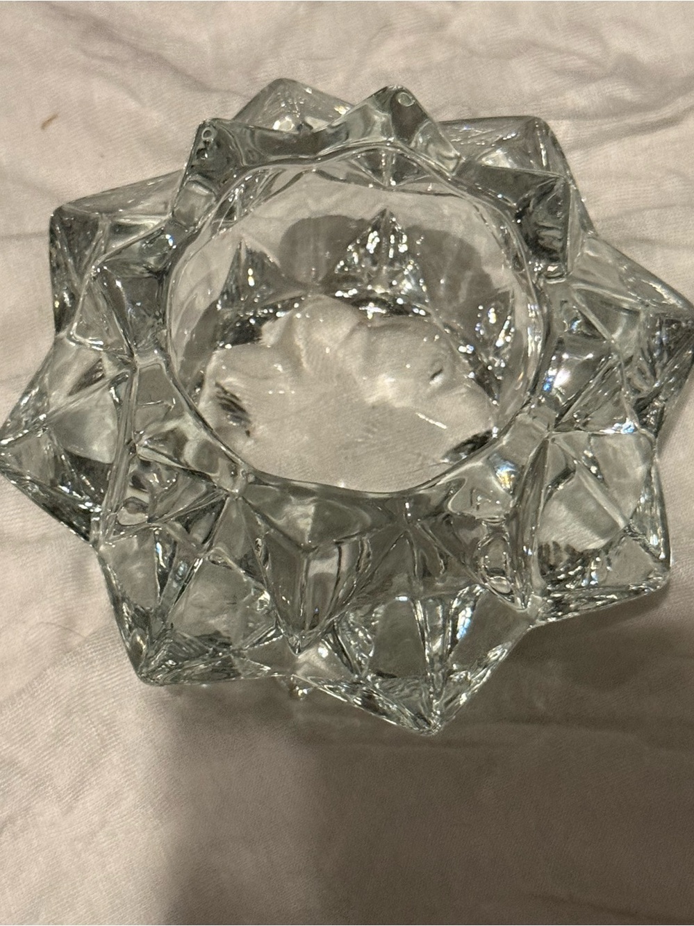 Heavy Crystal Starburst Tealight Candle Holde